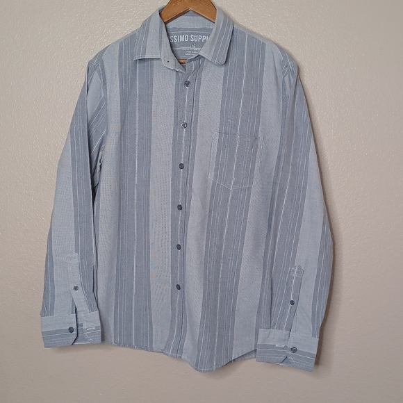 Mossimo Supply Co. Other - Mossimo Supply Co Men's Large Grey 100% Cotton Long Sleeve Stripe Button Shirt